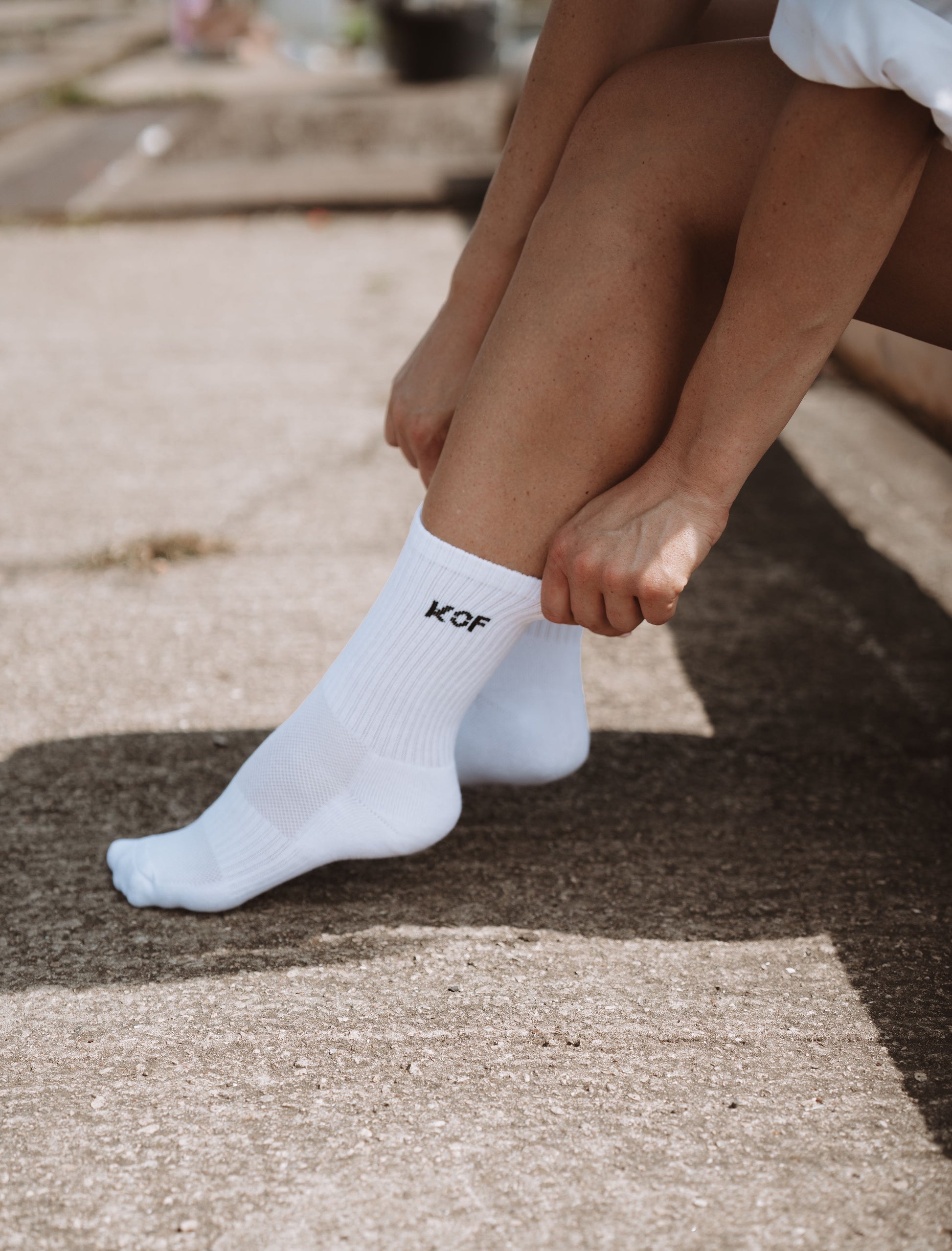 KOF Unisex Socks white with black title OEKO-TEX®