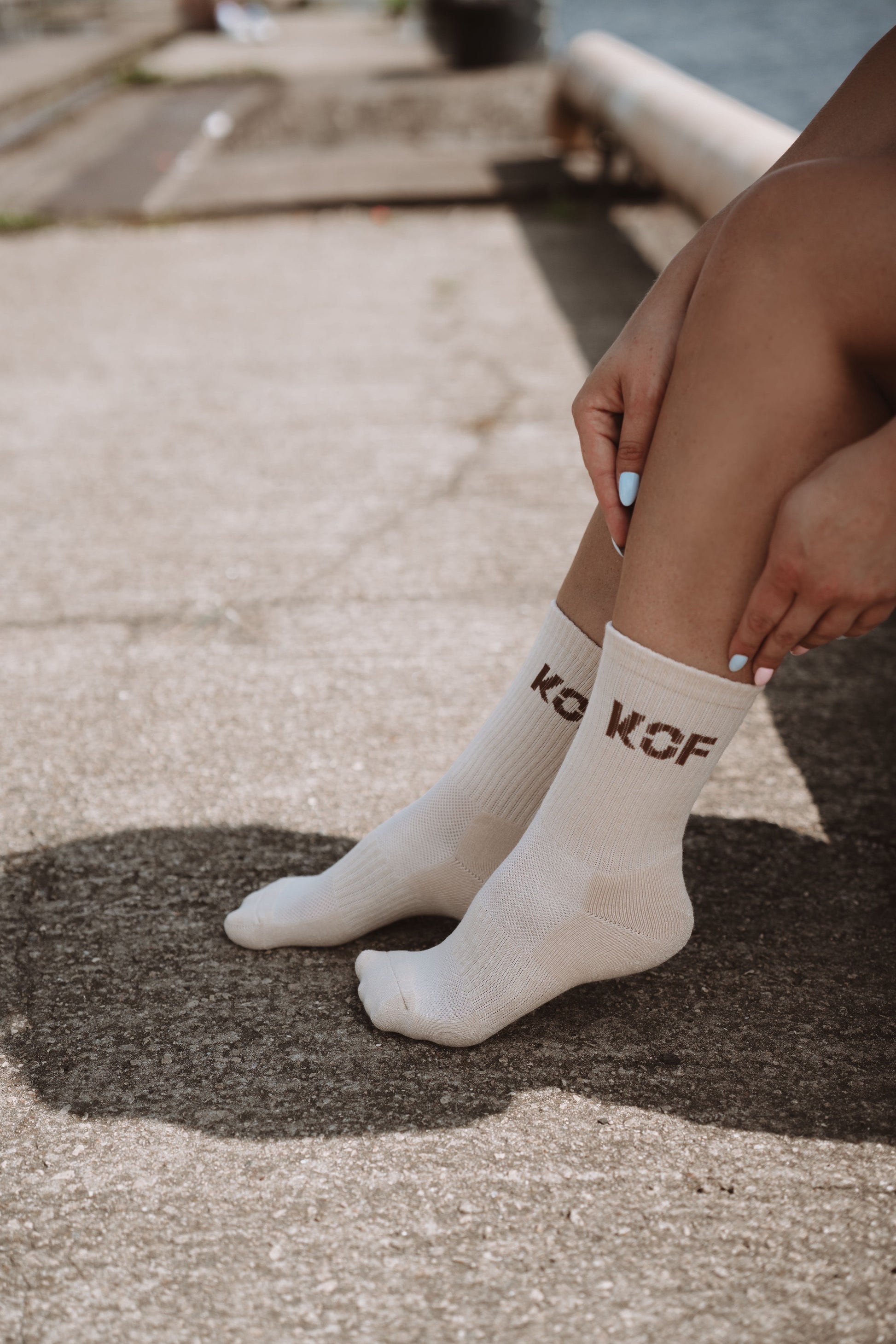 KOF Unisex Socks beige with beige title OEKO-TEX®