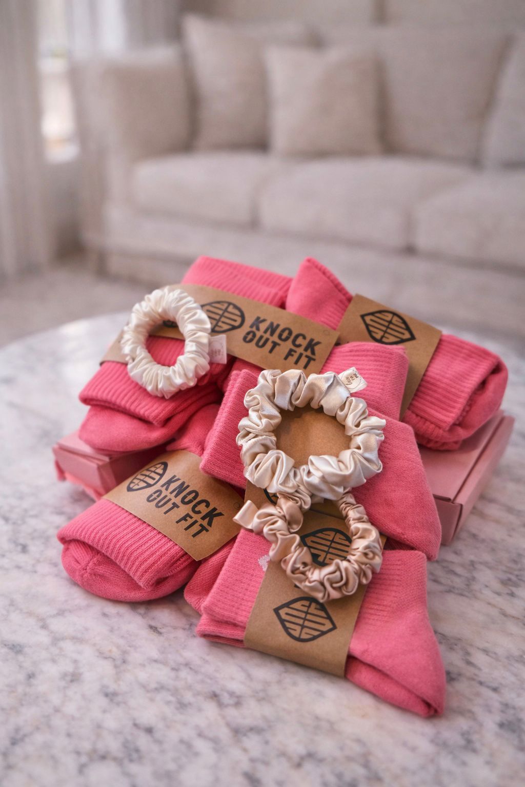 KOF socks paired with the Lace On Me Lingerie satin hair band