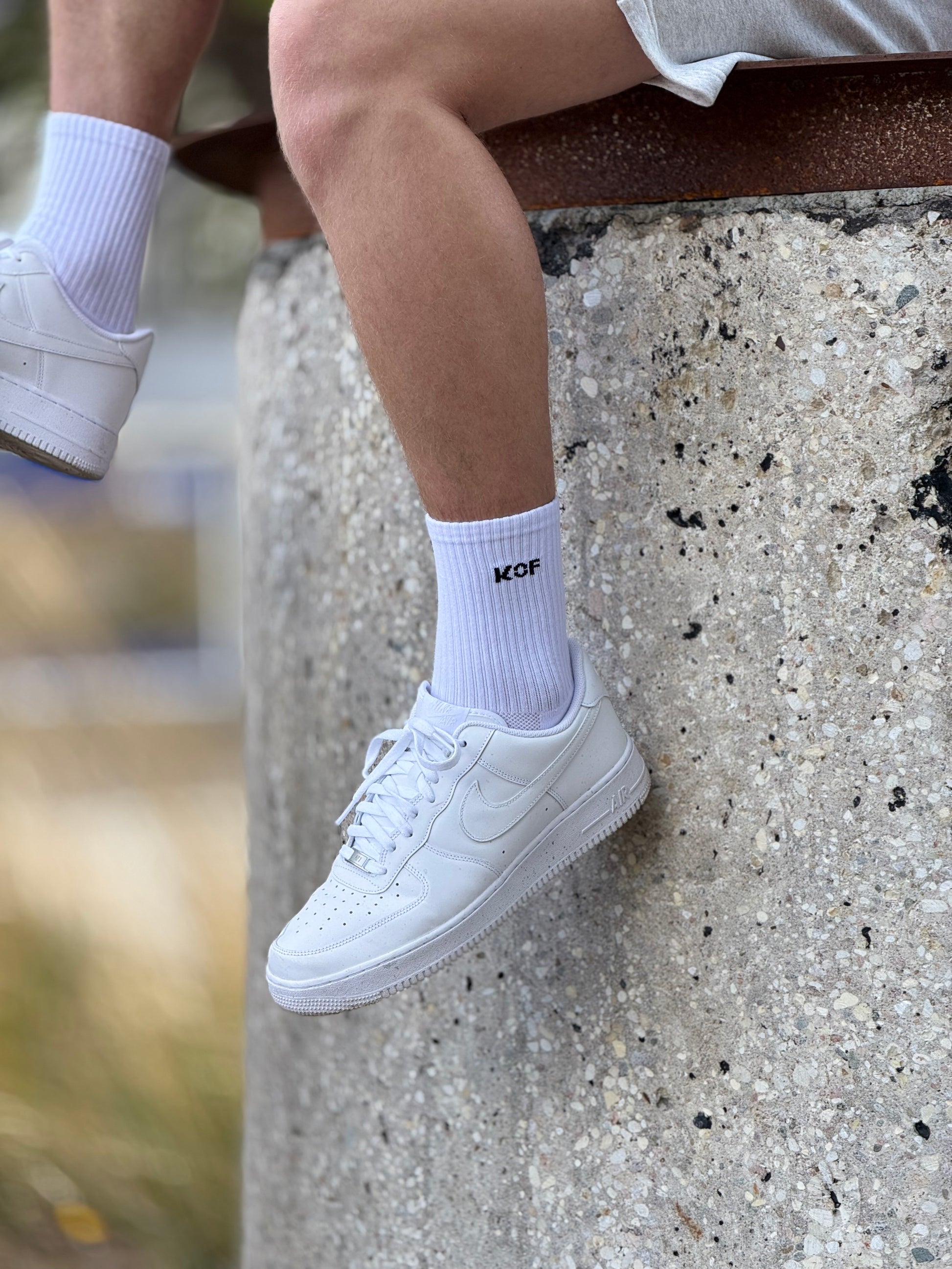 KOF Unisex Socks white with black title OEKO-TEX®