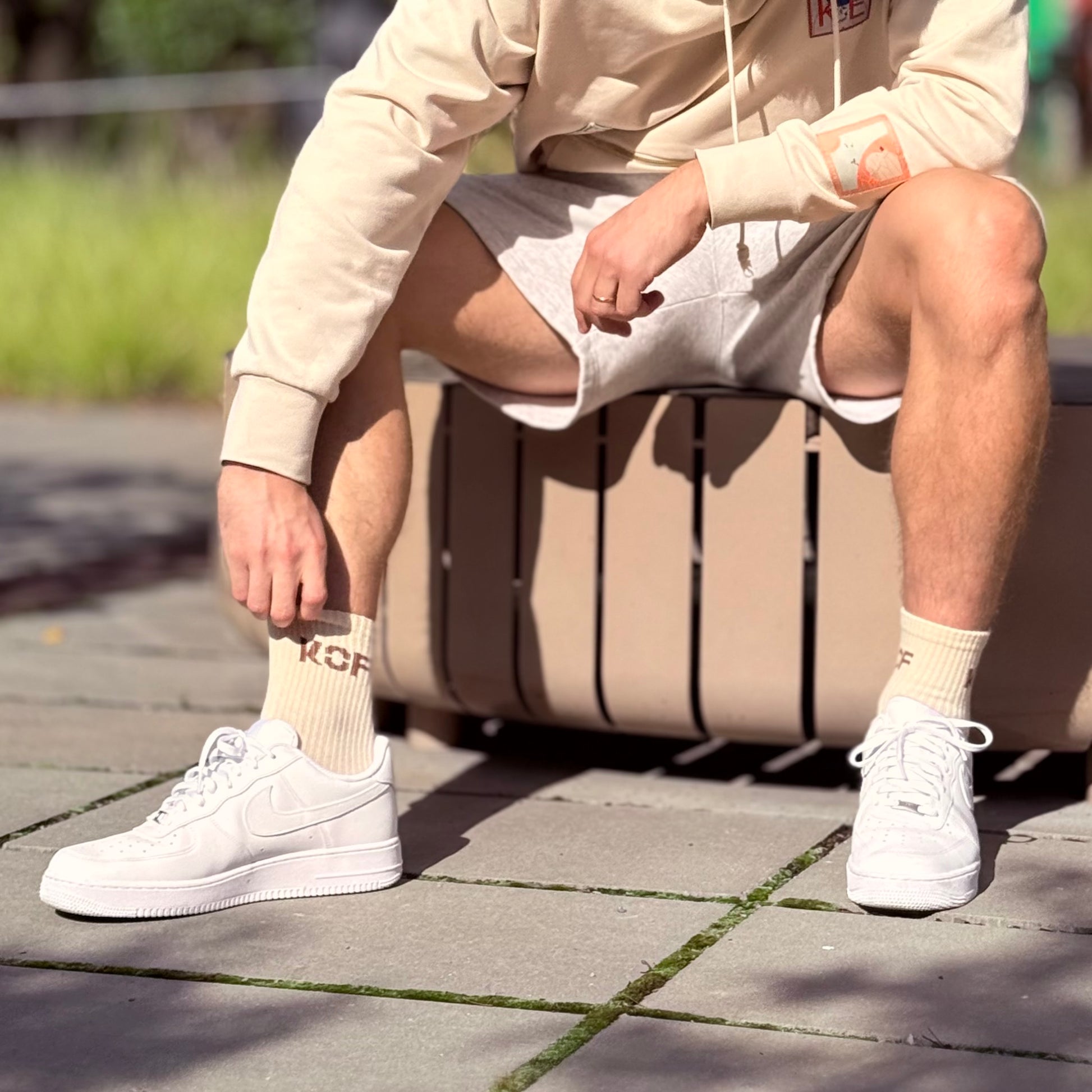 KOF Unisex Socks beige with beige title OEKO-TEX®
