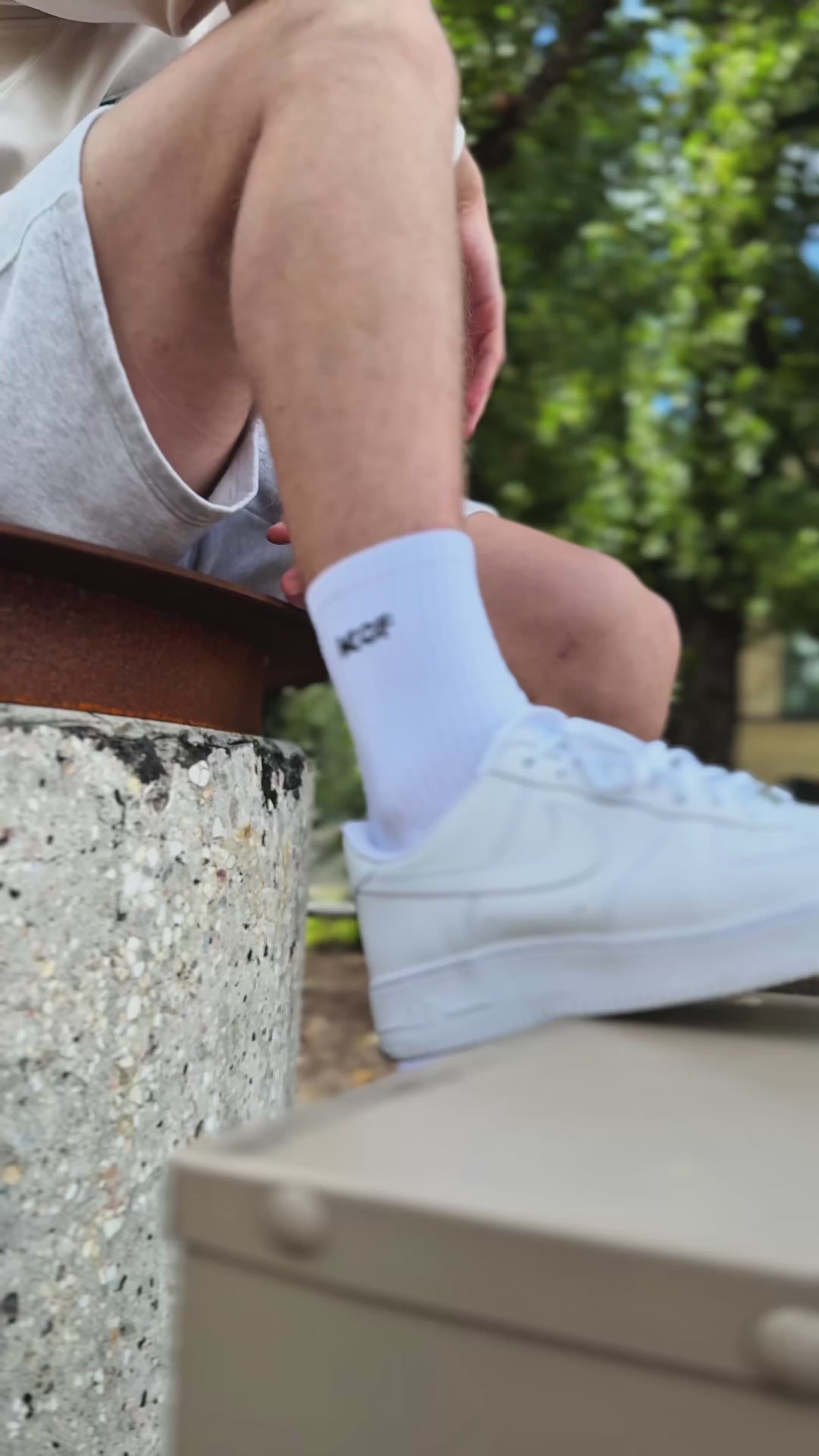 KOF Unisex Socks white with black title OEKO-TEX®